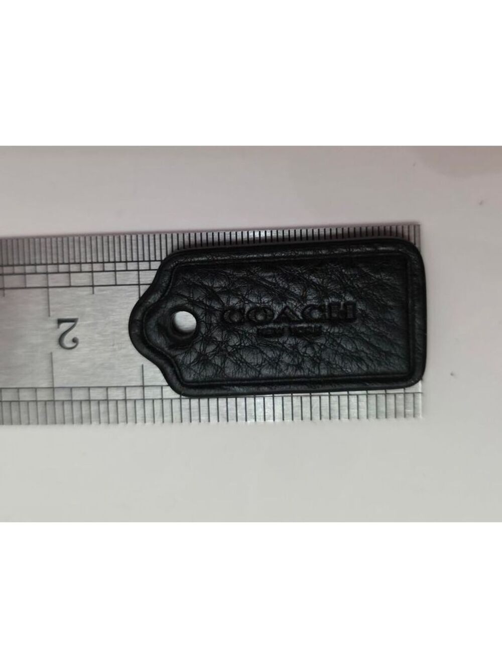 Authentic Black Pebbled Leather Coach Hangtag Bag Keychain - Picture 7 of 8